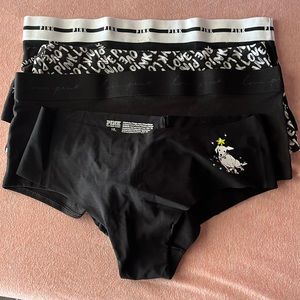 Underwear from Pink Size Large Color Black. style:3 boy shorts, 1 the cheekster